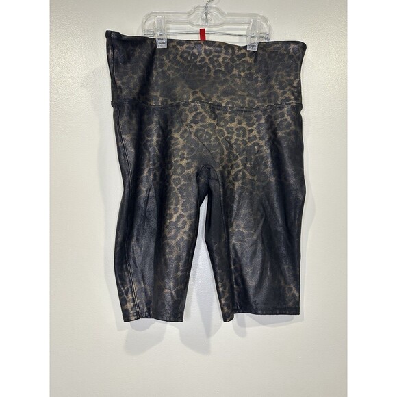 Pants - Spanx Bike Shorts Women's Size‎ S Metallic Cheetah Print Athleisure Gym exercise